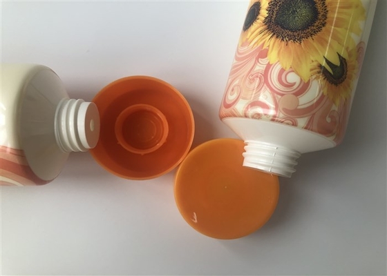 White peral picture 8 color glossy offset printingPlastic Cream Tube 250ml with orange glossy flip top cap