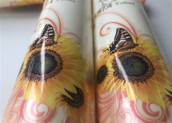 White peral picture 8 color glossy offset printingPlastic Cream Tube 250ml with orange glossy flip top cap