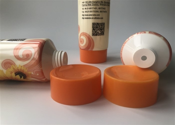 White peral picture 8 color glossy offset printingPlastic Cream Tube 250ml with orange glossy flip top cap