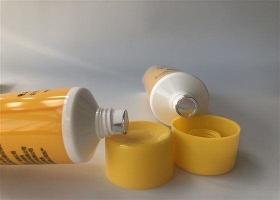 Full Printed Yellow Offset Empty Hand Cream Tubes With Silver Hot Stamping Foil Seal