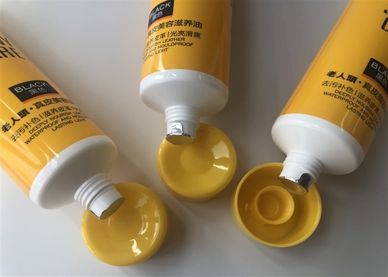 Full Printed Yellow Offset Empty Hand Cream Tubes With Silver Hot Stamping Foil Seal