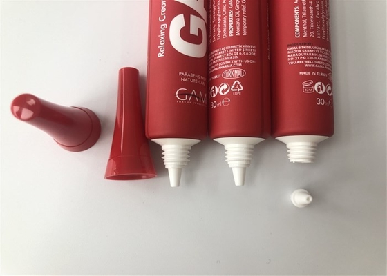 Red Full Offset Prining Plastic Cream Tubes Diameter 22mm 30ml Tail End Trumpt Cap