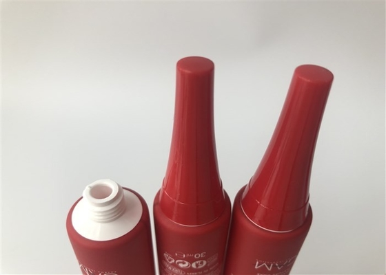 Red Full Offset Prining Plastic Cream Tubes Diameter 22mm 30ml Tail End Trumpt Cap