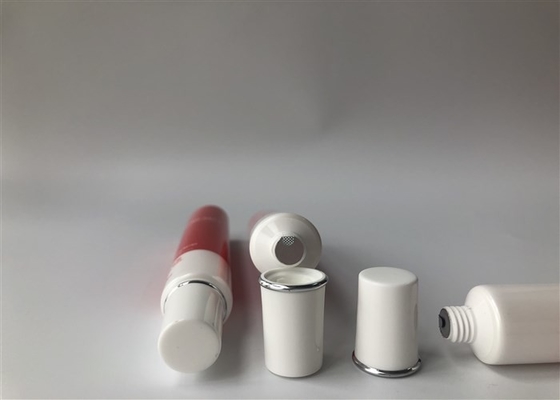 White Pearl Offset Glossy Vanish Plastic Tube Packaging 30g Silver Ring Top Cap