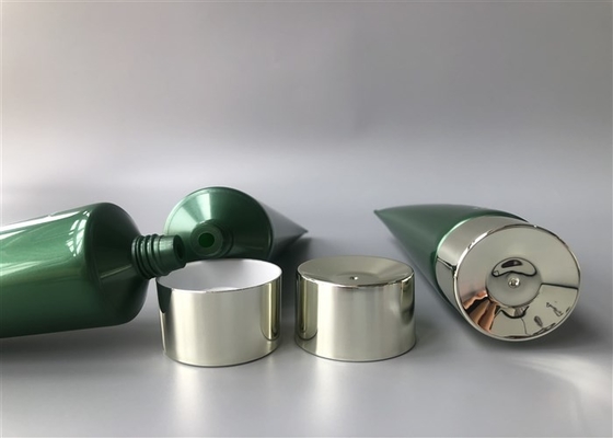 Green Colored Pearlescent POCMEY Empty Cosmetic Tubes 100g With Straight Flat Cap