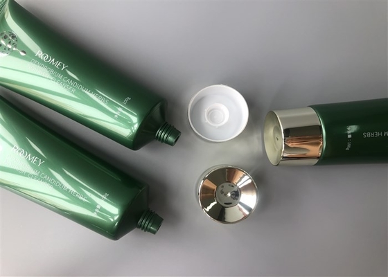 Green Colored Pearlescent POCMEY Empty Cosmetic Tubes 100g With Straight Flat Cap