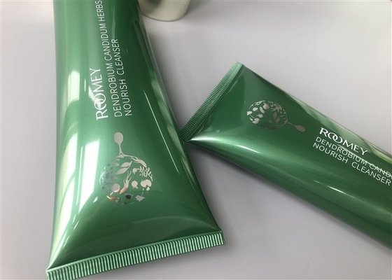 Green Colored Pearlescent POCMEY Empty Cosmetic Tubes 100g With Straight Flat Cap