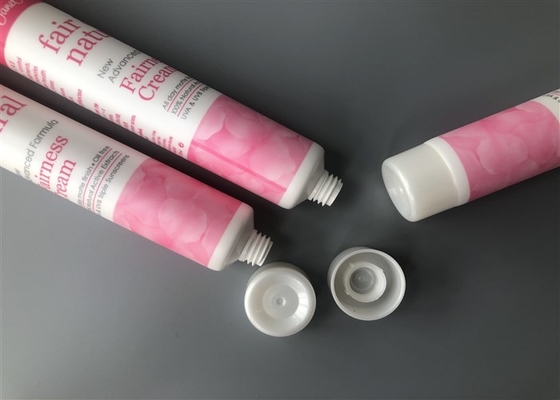 Milk White Empty Cream Tubes / Round Flat Cap Cosmetic Tube Packaging