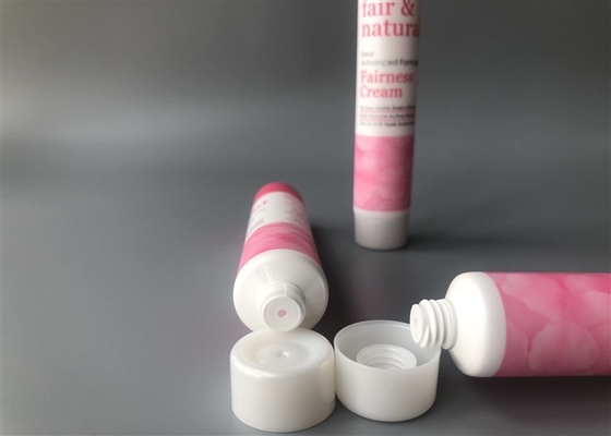 Milk White Empty Cream Tubes / Round Flat Cap Cosmetic Tube Packaging