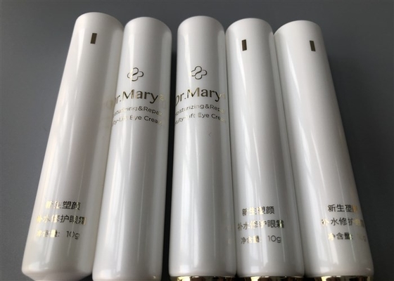 Pearl White Plastic Tube , Golden Hot Stamping Gloss Coating Plastic Lotion Tubes SK-II Cap